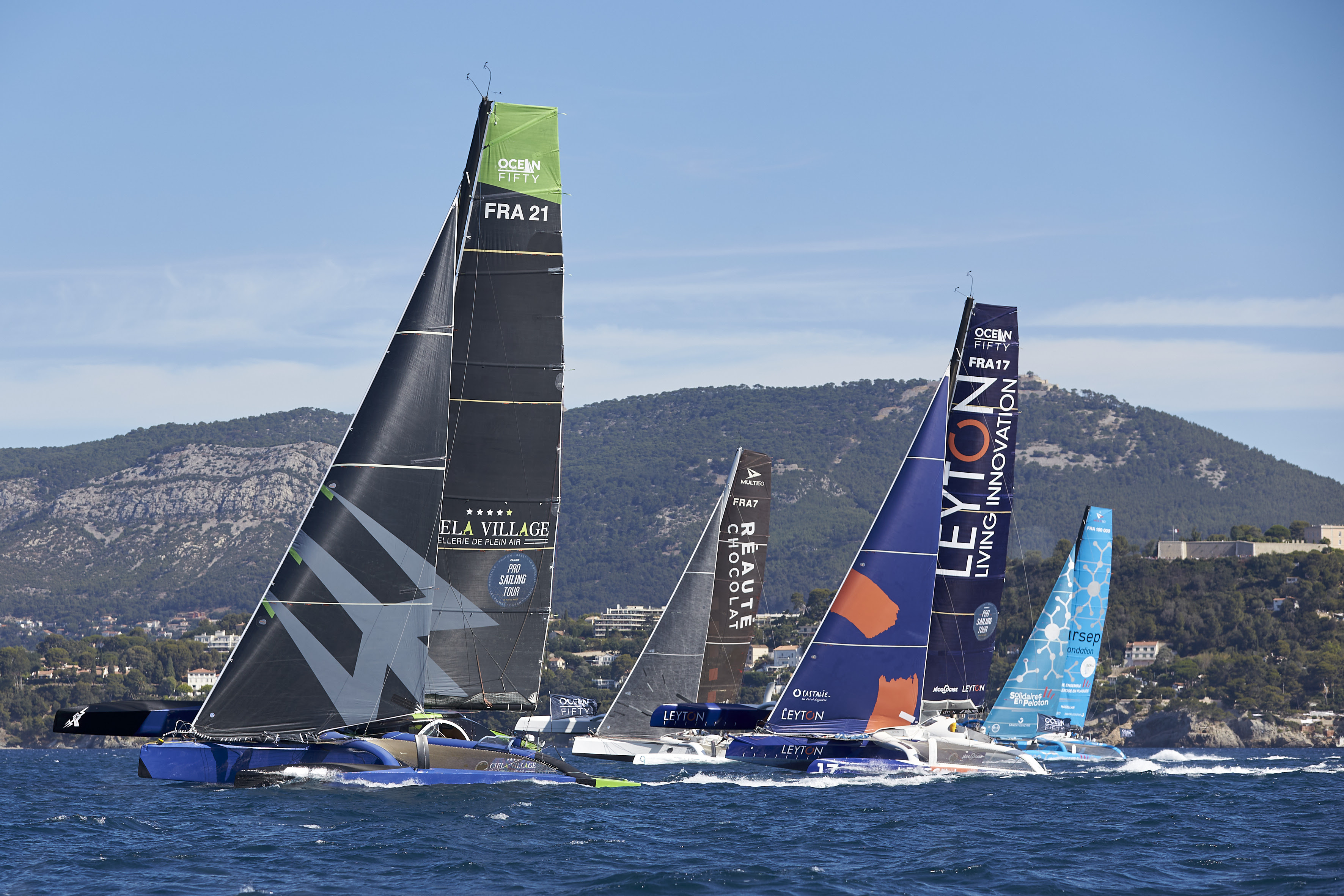 Six ‘Ocean Fifty’ yachts in the Final Rush from Toulon harbour